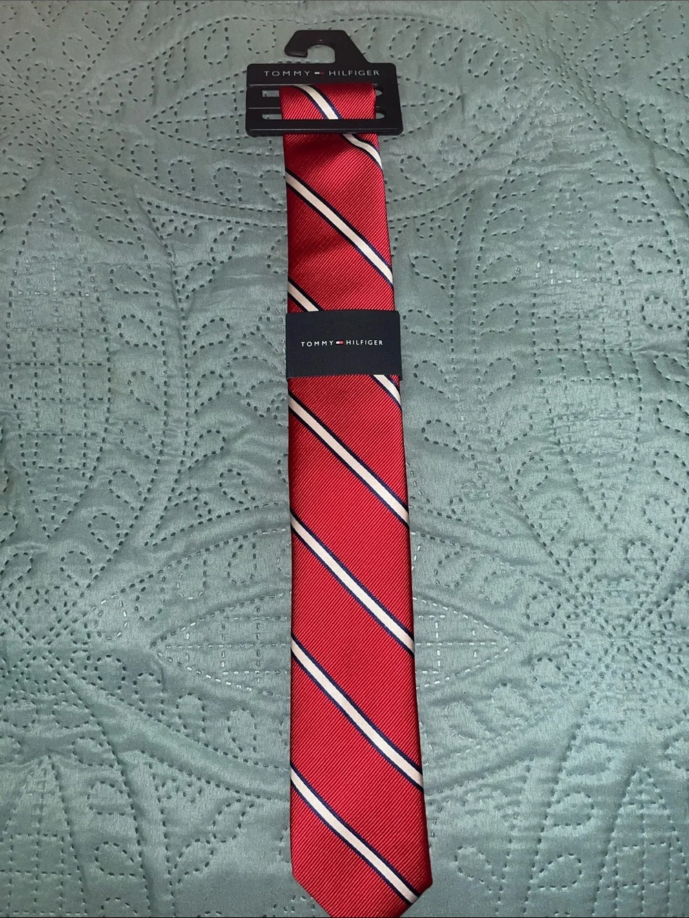 Macy's Red Diagonal Stripe Men's Tie